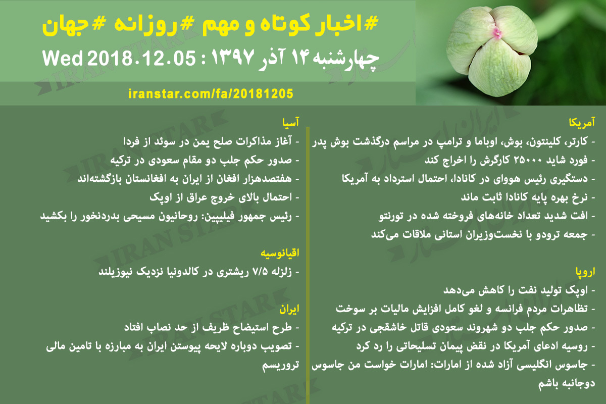 Iranian Canadian Daily News 2018-12-05