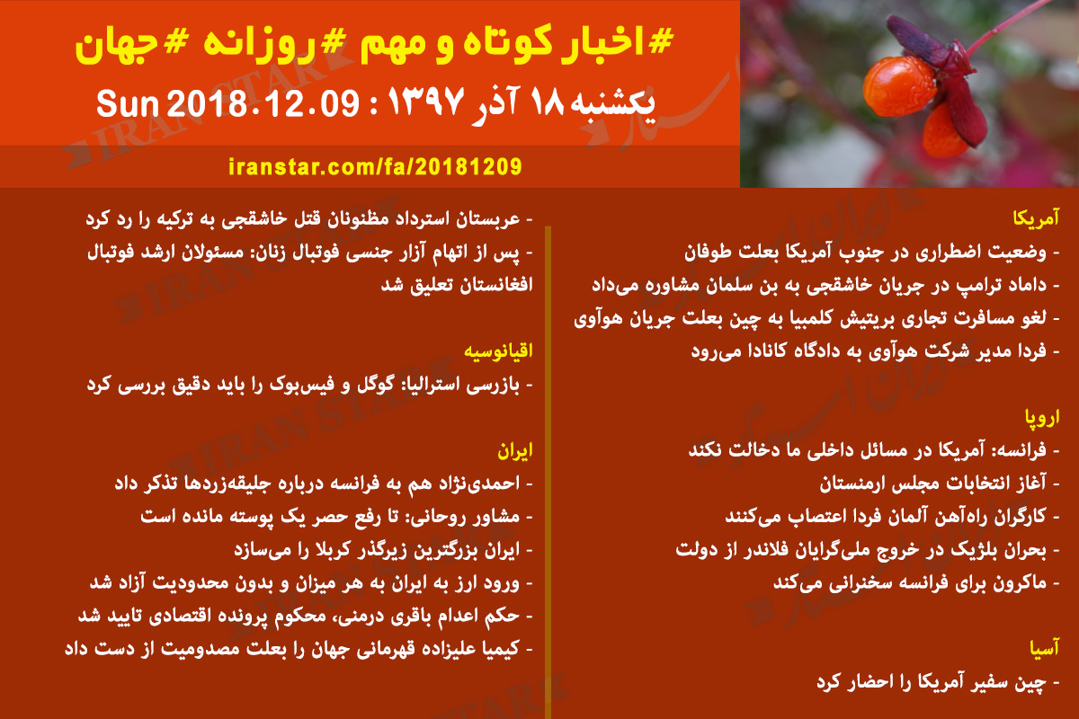 Iranian Canadian Daily News 2018-12-09 Iranian Canadian Daily News 2018-12-09