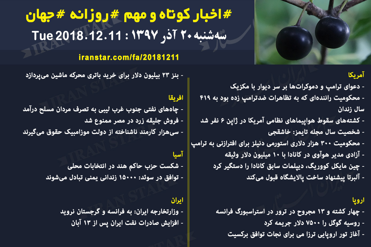 Iranian Canadian Daily News 2018-12-11