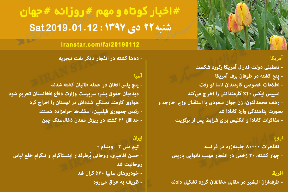 Canadian Iranian Daily News 2019-01-12