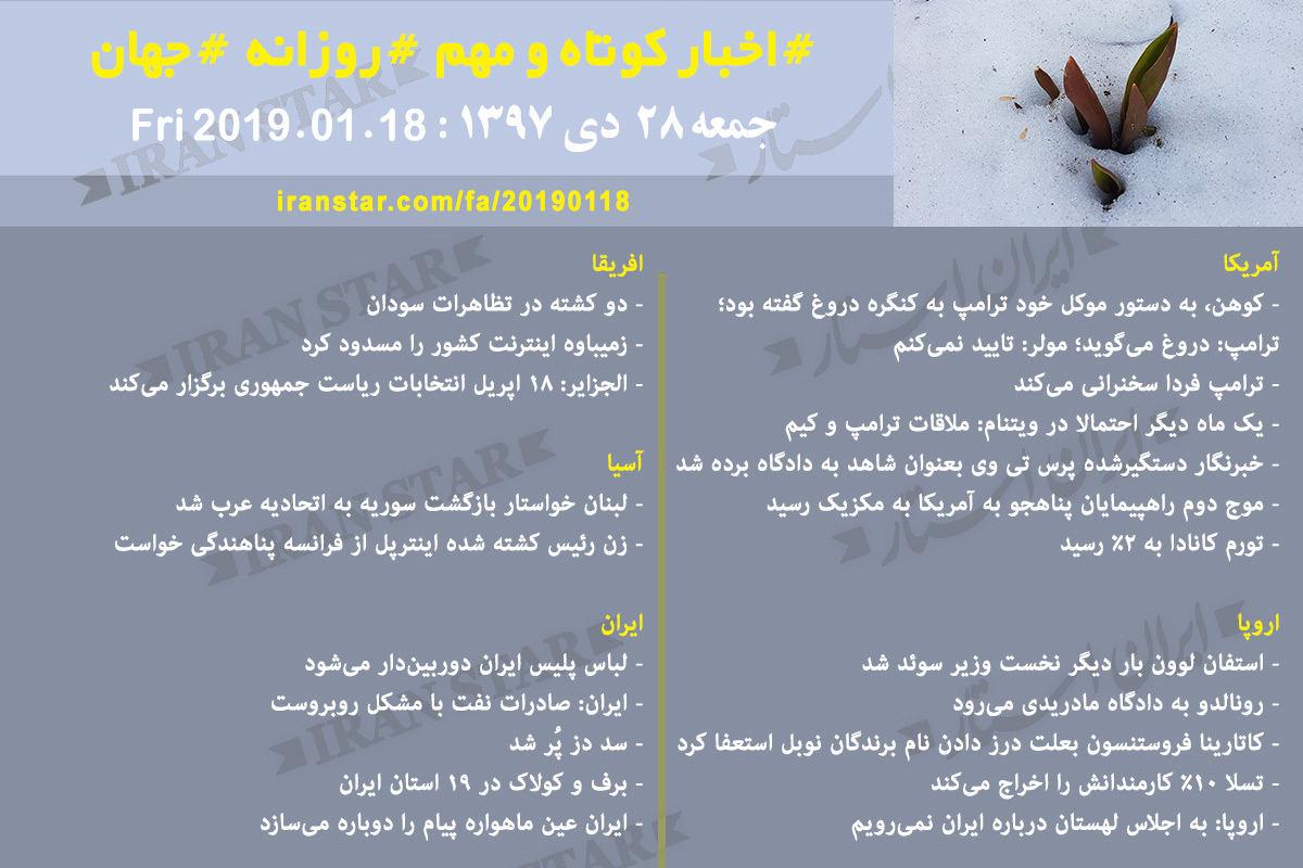 Canadian Iranian Daily News 2019-01-18