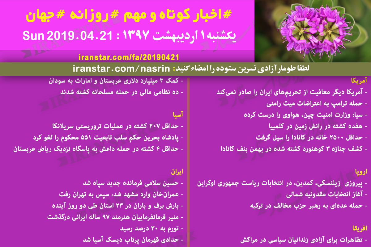 Iranian Canadian World Daily News 2019-04-21 Iranian Canadian World Daily News 2019-04-21