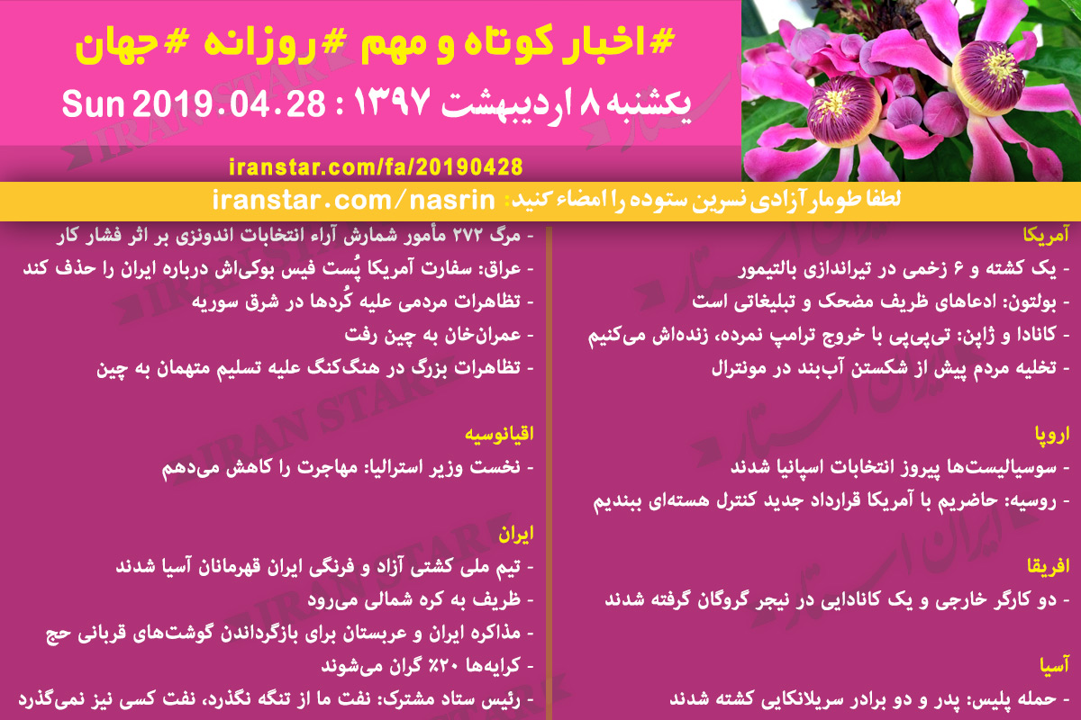 Iranian Canadian World Daily News 2019-04-28