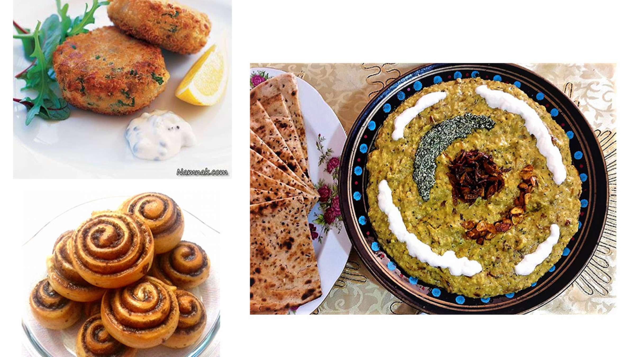 آشپزی-ترابی-کتلت-ماهی-سالاد-ذرت-رول-بافته-دارچینی-حلیم-فاصولیه-سوپ-قارچ